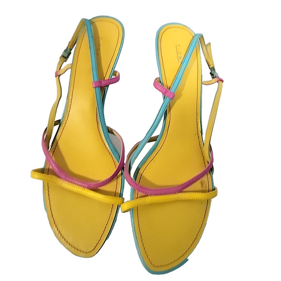 Fioni 80's Style Multi-Color Ankle Strap Sandals Size 10 - Picture 1 of 9